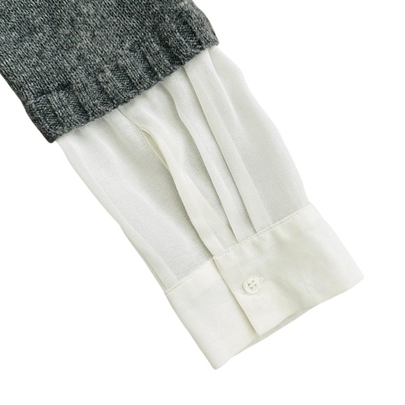 FLAWED Brochu Walker Eton Grey Wool Cashmere Sweater with White Underlay Size XS - Picture 12 of 16